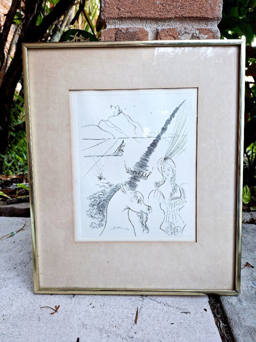 Salvador Dali The Lady and Unicorn Etching APF Vintage Lithograph
